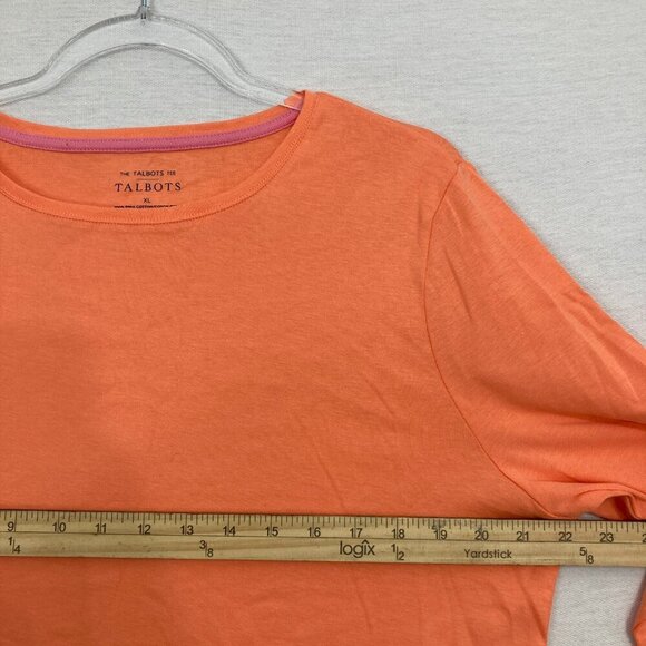 New Talbots Orange Pima Cotton Crew Neck Long Sleeve Pullover Tee XL - Picture 5 of 9